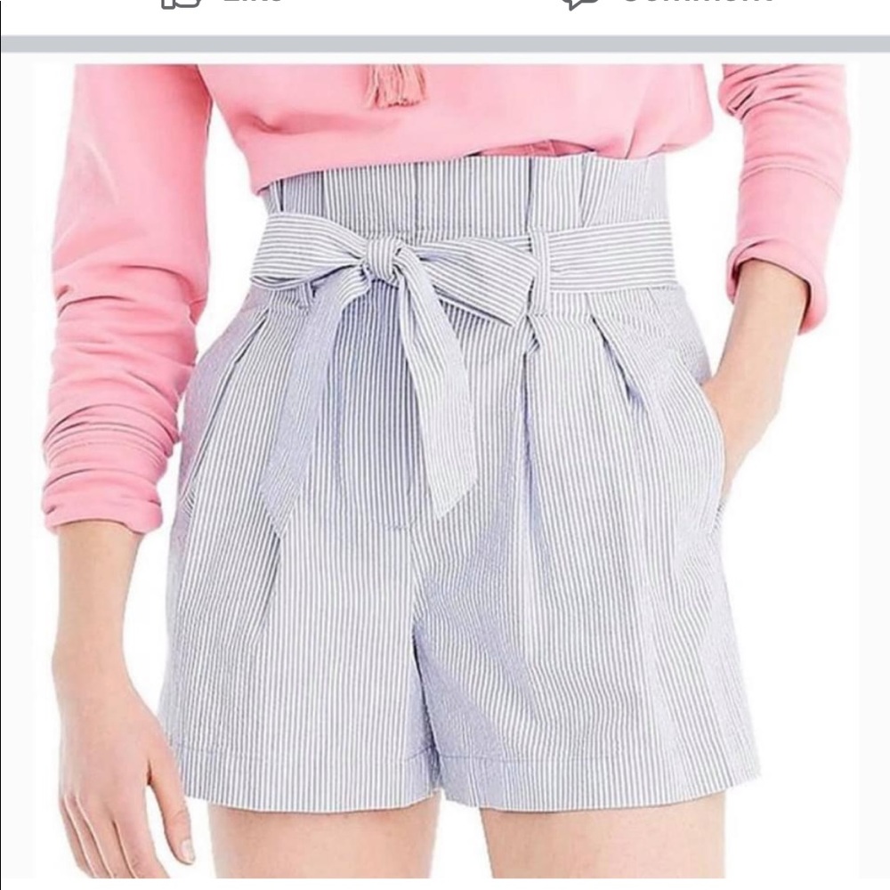 EUC J Crew Size 8 Paper Bag Seersucker Shorts
